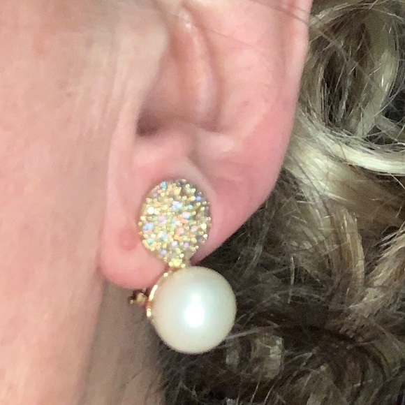 Celebrity NY AB Rhinestone & Faux Pearl Earrings - Picture 10 of 10